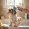 Dog Bath & Shampoo Brush Combo — Silicone Massage Scrubber with Built-In Shampoo Dispenser