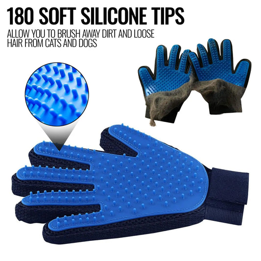 Pet grooming deshedding gloves pair silicone rubber massage hair removal