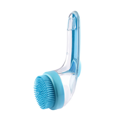 Dog Bath & Shampoo Brush Combo — Silicone Massage Scrubber with Built-In Shampoo Dispenser