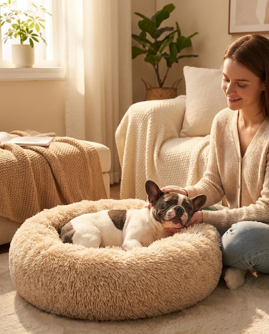 Donut Calming Dog Bed — Anti-Anxiety Cuddler for Small Dogs & Cats