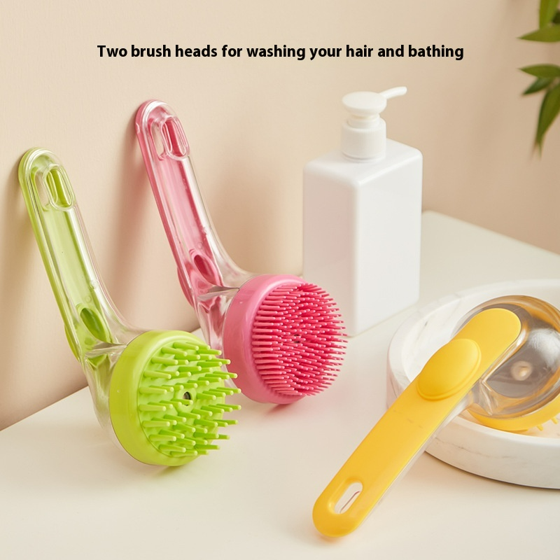 Dog Bath & Shampoo Brush Combo — Silicone Massage Scrubber with Built-In Shampoo Dispenser