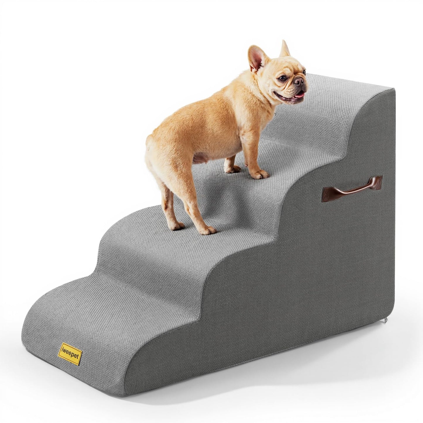 Upgrade 30D High Density Foam Stable Dog Stairs for Couch & High Bed 20.5’’H 4 Steps Dog Ramp for Small Dog Non-Slip Dog Steps with Handle for DachshundSmall Surgery Dog Senior Cat