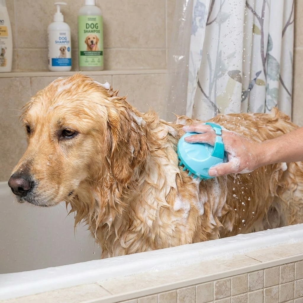 Dog Bath & Shampoo Brush lifestyle